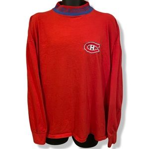 Vintage 90s Starter Montreal Canadians Mock Neck LongSleeve Shirt